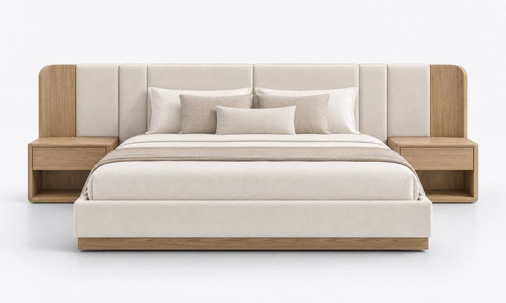 Mirae Modular Bed with Integrated Nightstands — design preview