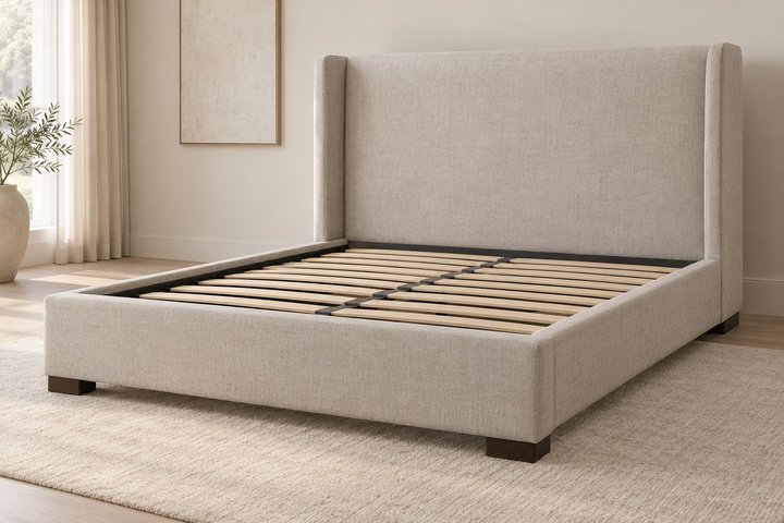 Linden Upholstered Bed with Wing Headboard — design preview
