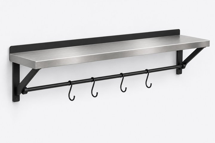 Naeem Wall-Mounted Pot Rack with Utensil Rail — design preview