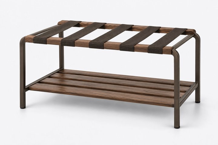 Saffron Hotel Luggage Bench with Shoe Shelf — design preview