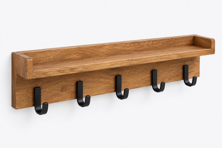 Cedar Wall Entry Rail with Parcel Ledge — design preview