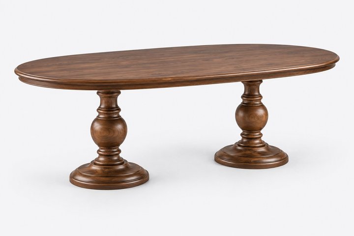 Chiniot Turned-Pedestal Dining Table — design preview