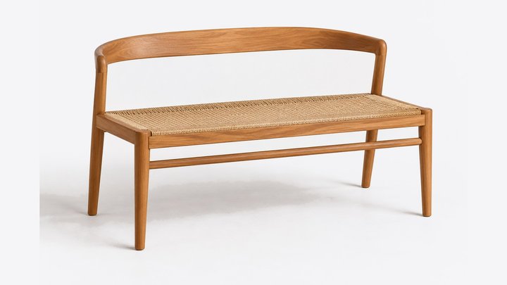 Baithak Curved-Back Dining Bench — design preview