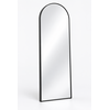 Full-length arched floor mirror in matte black metal frame, front view