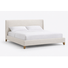 Rayan king bed with upholstered headboard in front three-quarter view