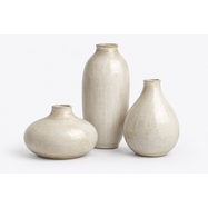 Riva Ceramic Vase Trio, three glazed ceramic vases in off-white and stone tones