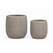 Pair of ribbed warm-grey planters shown from the front on a white background.