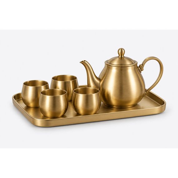 Mezze Brass-Tone Tea Service Set — design preview