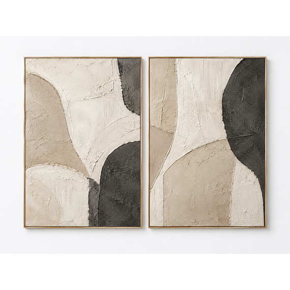 Pair of Sahar abstract wall art panels shown as a set
