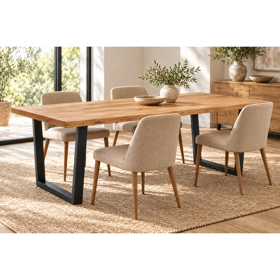 Mira dining table styled in a contemporary dining room