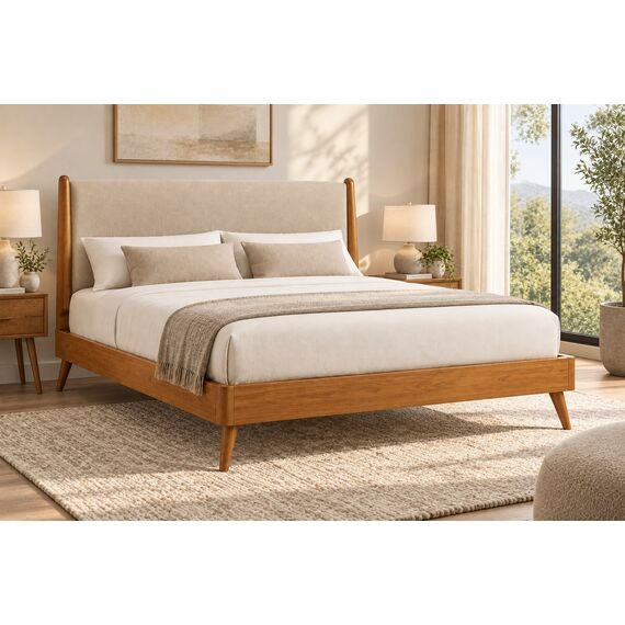 Nisa Mid-Century Queen Platform Bed — design preview
