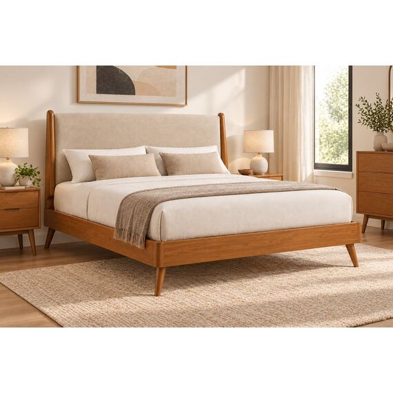 Nisa Mid-Century Queen Platform Bed — design preview