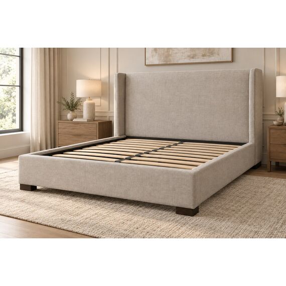 Linden Upholstered Bed with Wing Headboard — design preview