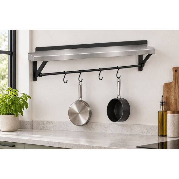 Naeem Wall-Mounted Pot Rack with Utensil Rail — design preview
