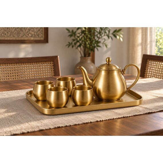 Mezze Brass-Tone Tea Service Set — design preview