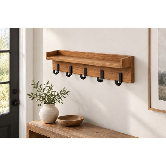 Cedar Wall Entry Rail with Parcel Ledge — design preview