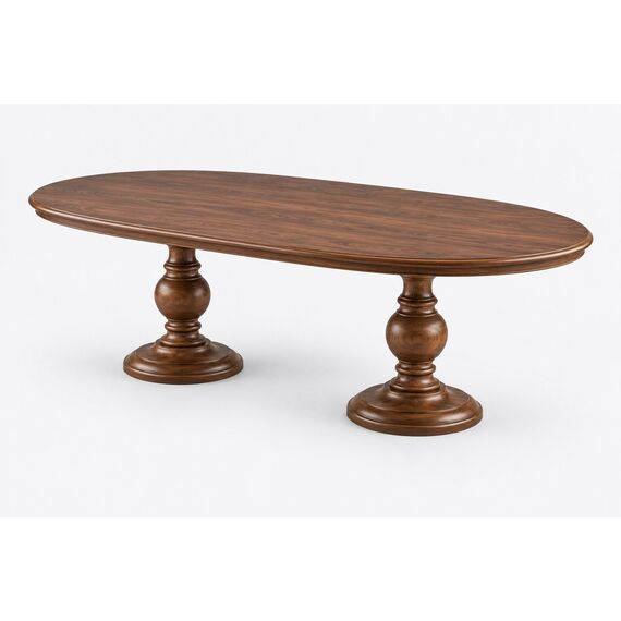 Chiniot Turned-Pedestal Dining Table — design preview