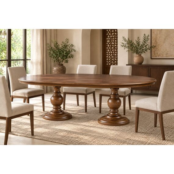 Chiniot Turned-Pedestal Dining Table — design preview