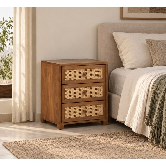 Sahaj Cane-Drawer Bedside Chest — design preview