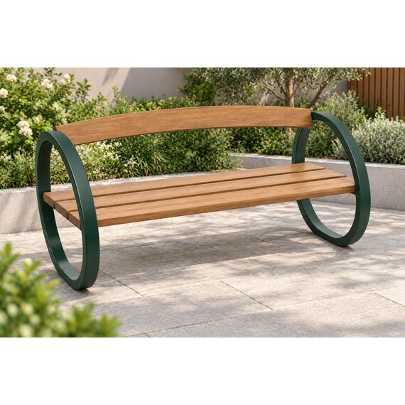 Barkat Loop-Frame Garden Bench — design preview