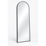 Full-length arched floor mirror in matte black metal frame, front view