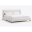 Rayan king bed with upholstered headboard in front three-quarter view
