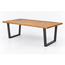 Dining table top and charcoal metal base detail