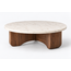 Overhead detail of Noor coffee table top and round profile
