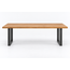 Side view of the Mira dining table and metal base