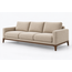 Close detail of the Ayla sofa woven upholstery and wood leg