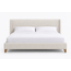 Close detail of the Rayan bed upholstery and headboard seam