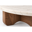 Close-up of the table finish and stone-look surface